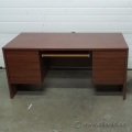 Brown 60" Double Pedestal Straight Desk w Keyboard Tray